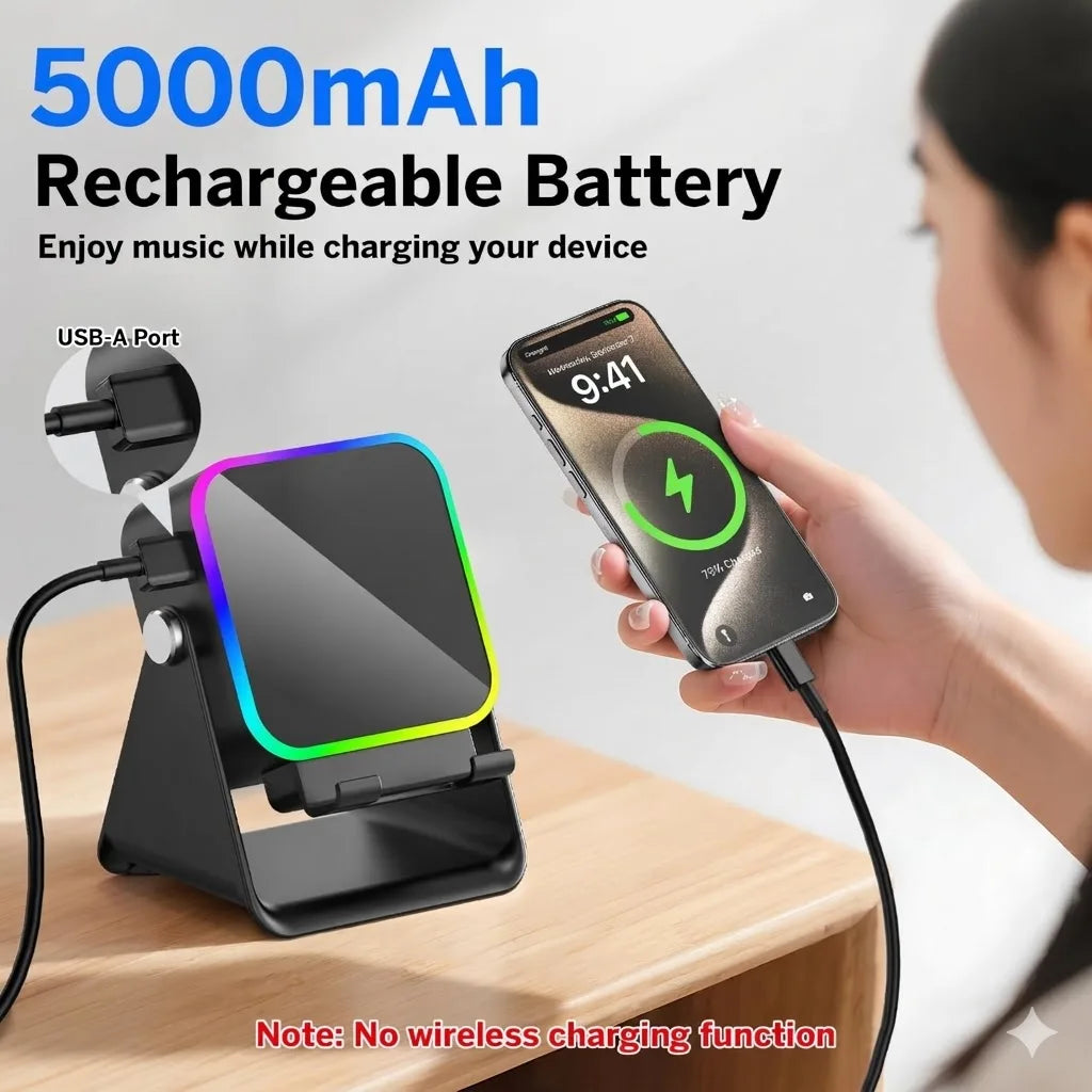Experience the Ultimate Sound with Our Upgraded 5-in-1 Wireless Induction Speaker - 5000mAh Battery, Stunning RGB Lights, and HIFI Sound for Home and Outdoor Use!