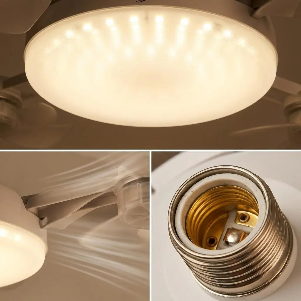 MREGB 2026 New E27 Socket Ceiling Fan Light - 2-In-1 Silent LED Fan with Remote Control, Energy-Saving Cooling & Lighting Combo for Home Bedroom Summervibes☀️