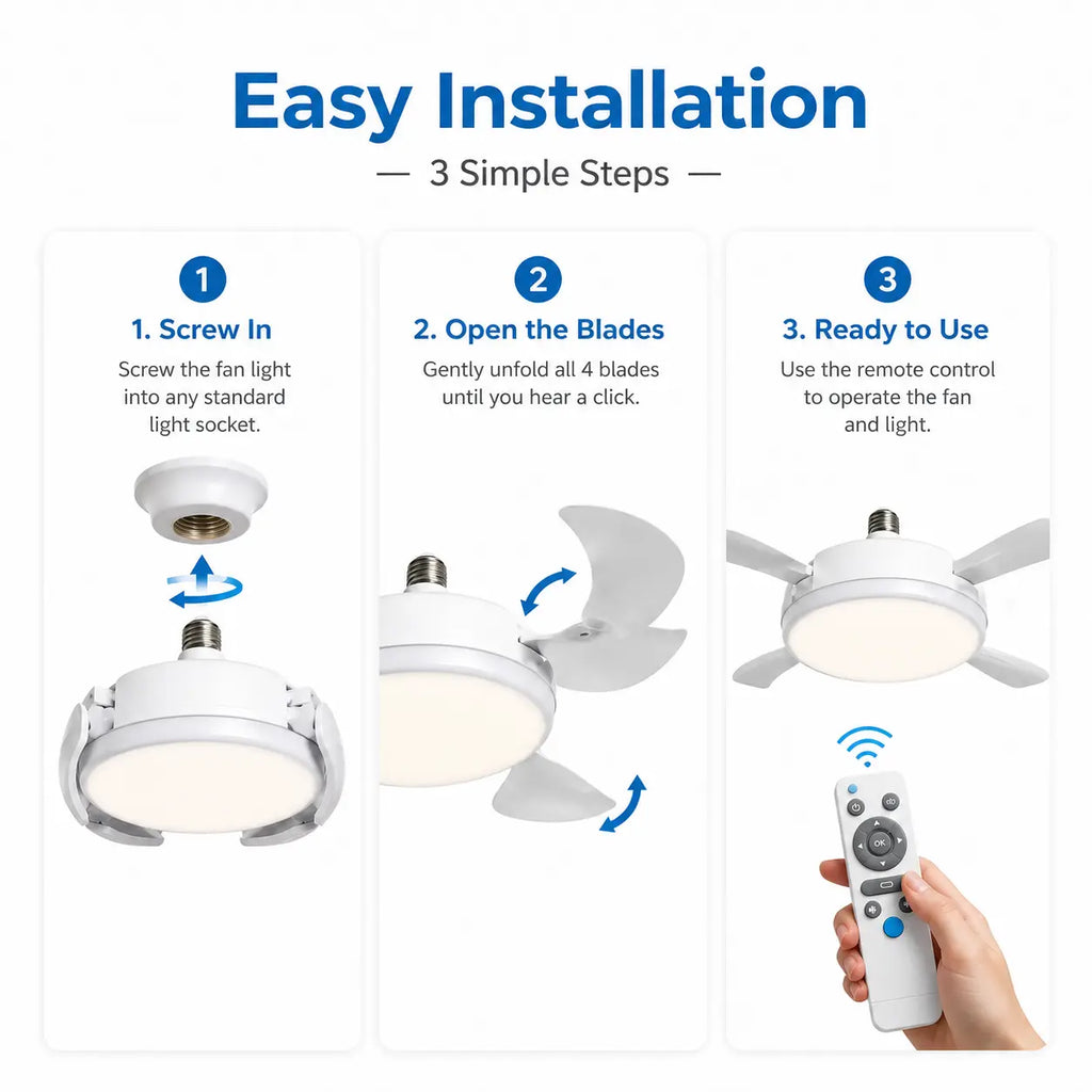 Transform Your Space with the Ultimate Ceiling Fan Light: Remote-Controlled, 19.69 Inch LED Design with 4 Adjustable Fan Heads for Effortless Airflow and Brightness in Any Room