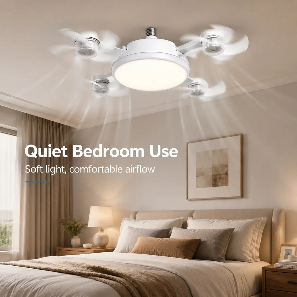 Transform Your Space with the Ultimate Ceiling Fan Light: Remote-Controlled, 19.69 Inch LED Design with 4 Adjustable Fan Heads for Effortless Airflow and Brightness in Any Room