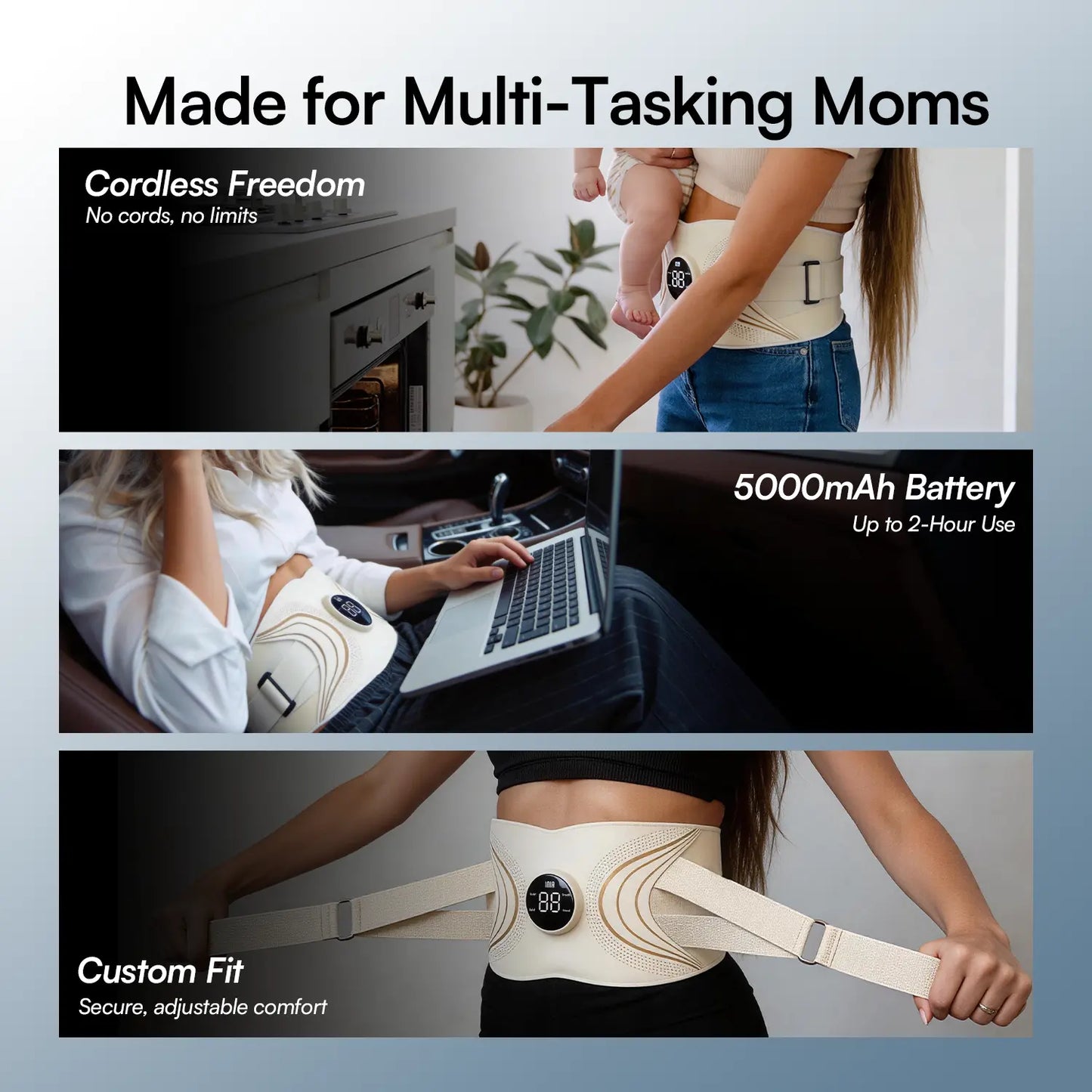 INIA PULSE 1064Nm Red Light Belt | All-In-One Postpartum Sculptor: Fade Stretch Marks & Tighten "Mommy Pooch" | 1064Nm Deep-Nir & EMS Abdominal Repair Belt,Summer Beauty Gift Ideas