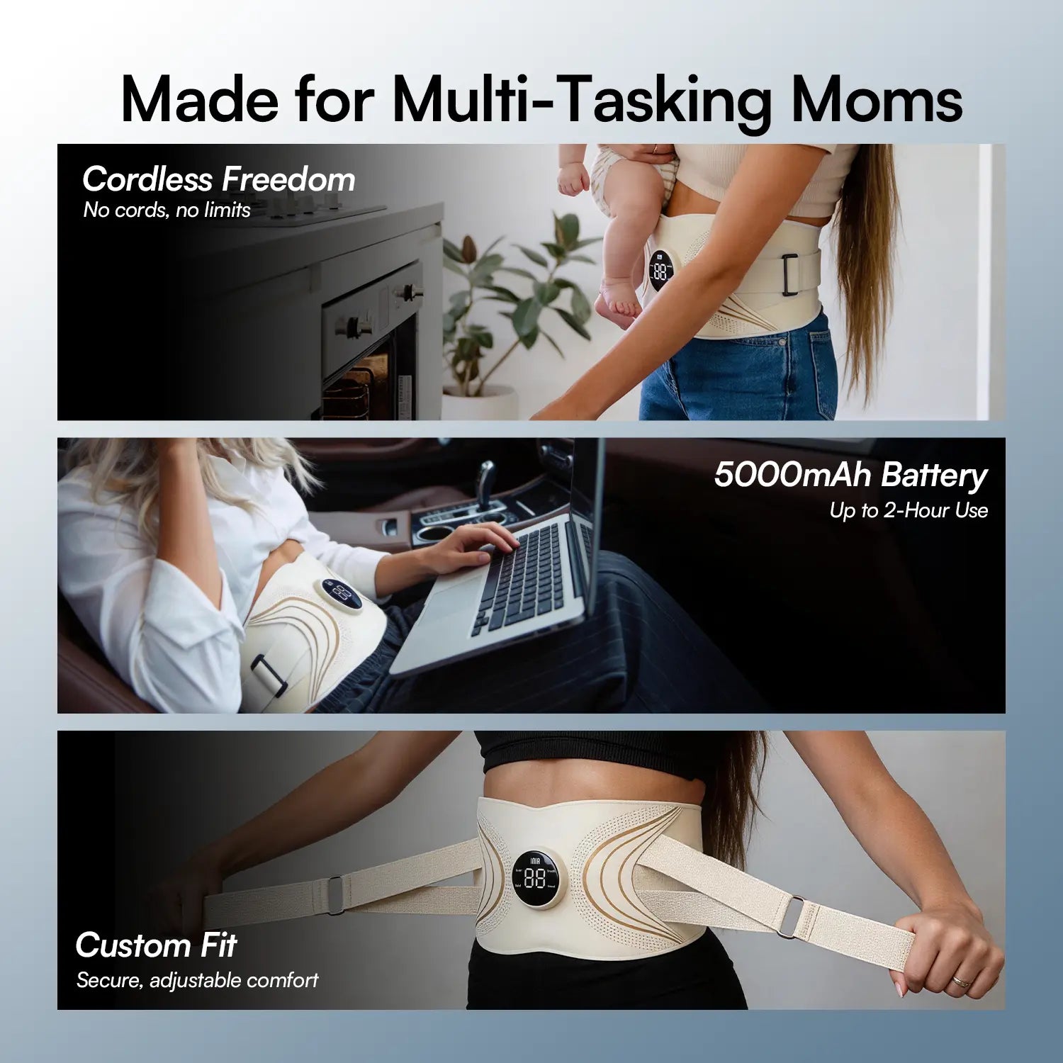INIA PULSE 1064Nm Red Light Belt | All-In-One Postpartum Sculptor: Fade Stretch Marks & Tighten "Mommy Pooch" | 1064Nm Deep-Nir & EMS Abdominal Repair Belt,Summer Beauty Gift Ideas