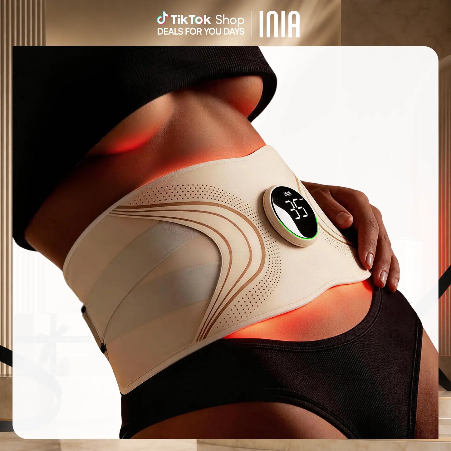 INIA PULSE 1064Nm Red Light Belt | All-In-One Postpartum Sculptor: Fade Stretch Marks & Tighten "Mommy Pooch" | 1064Nm Deep-Nir & EMS Abdominal Repair Belt,Summer Beauty Gift Ideas