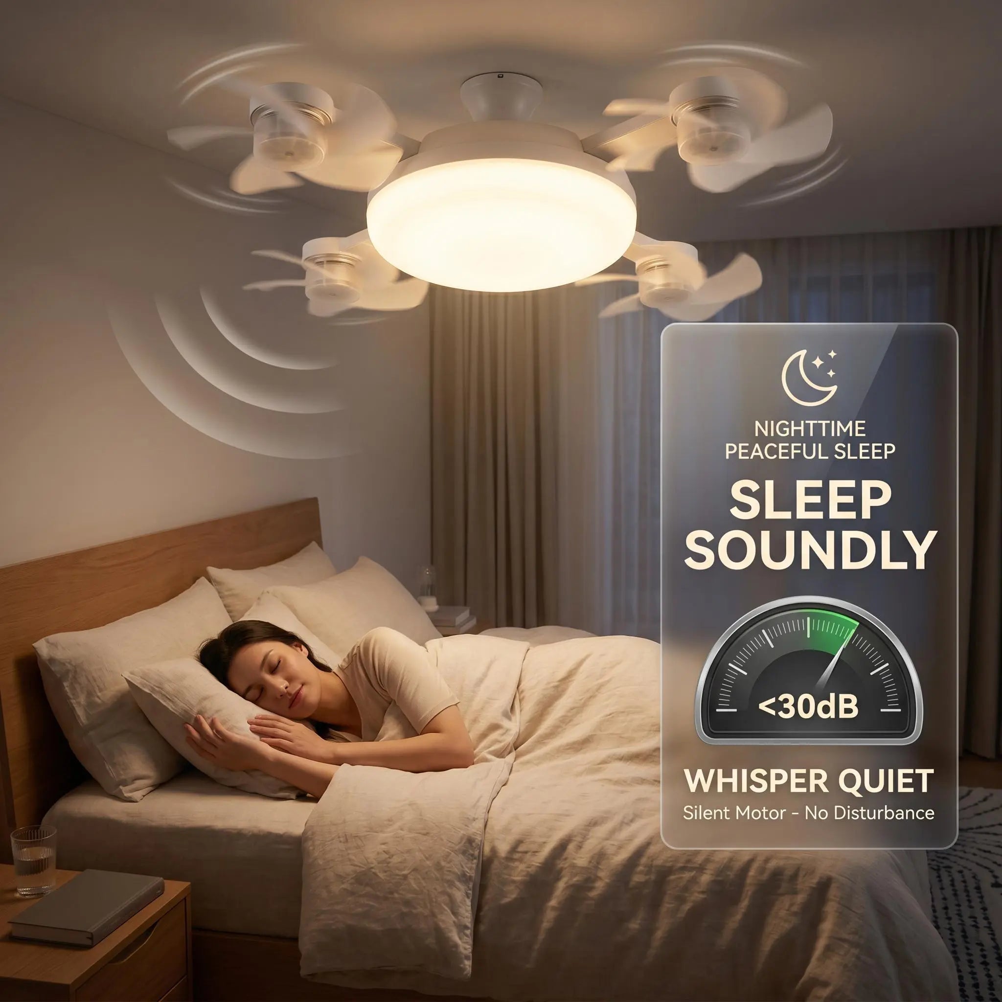 MREGB 2026 New E27 Socket Ceiling Fan Light - 2-In-1 Silent LED Fan with Remote Control, Energy-Saving Cooling & Lighting Combo for Home Bedroom Summervibes☀️