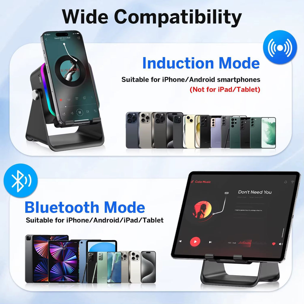Experience the Ultimate Sound with Our Upgraded 5-in-1 Wireless Induction Speaker - 5000mAh Battery, Stunning RGB Lights, and HIFI Sound for Home and Outdoor Use!