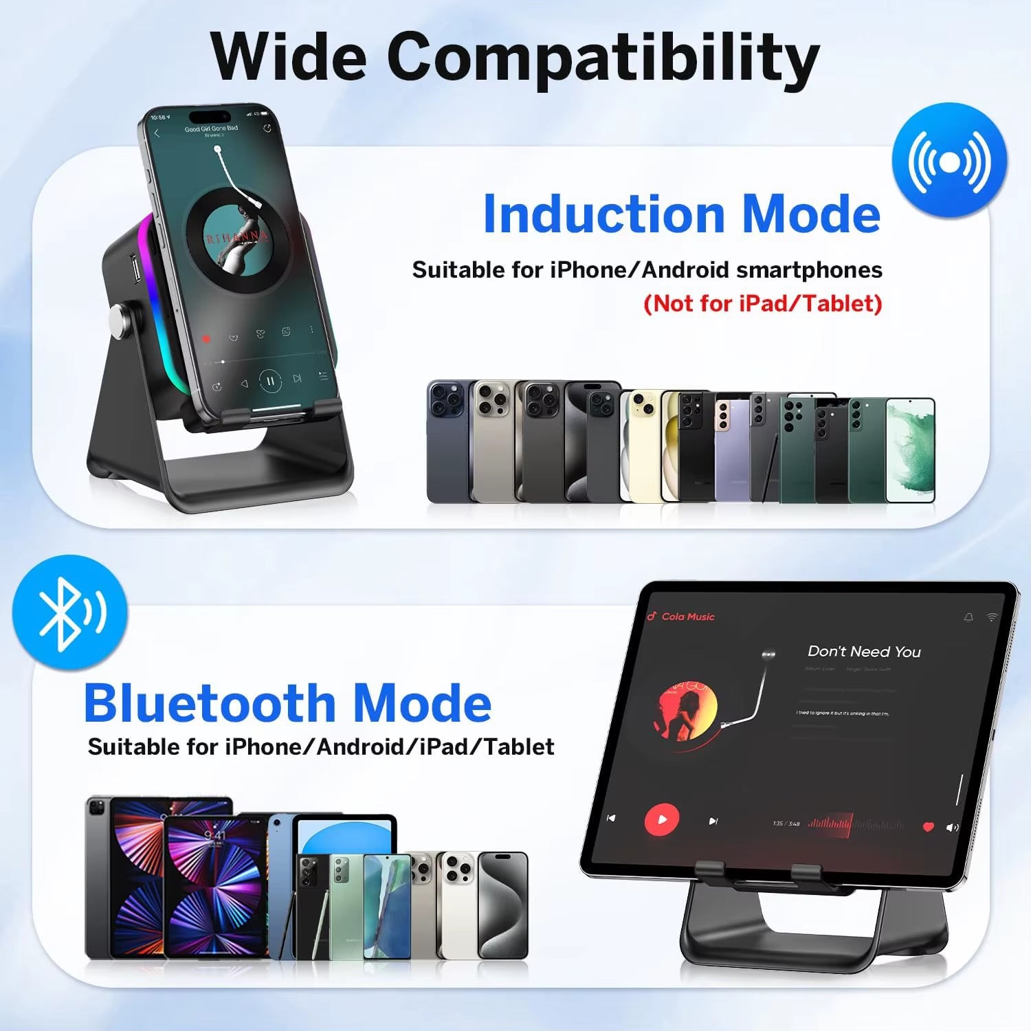 Experience the Ultimate Sound with Our Upgraded 5-in-1 Wireless Induction Speaker - 5000mAh Battery, Stunning RGB Lights, and HIFI Sound for Home and Outdoor Use!