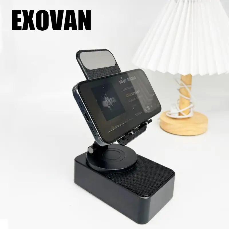 Experience Ultimate Versatility with the 5in1 Wireless Bluetooth Speaker - Phone Holder, Emergency Rechargeable & Colorful Ambient Light - Perfect Gift for Everyone!