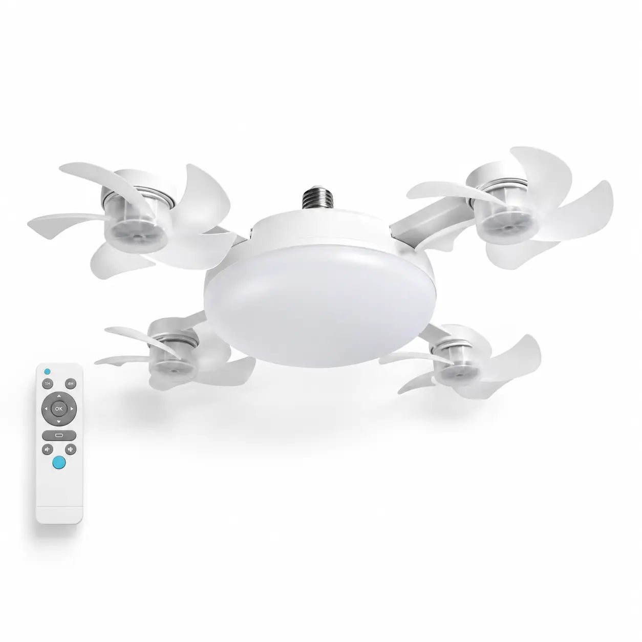 Transform Your Space with the Ultimate Ceiling Fan Light: Remote-Controlled, 19.69 Inch LED Design with 4 Adjustable Fan Heads for Effortless Airflow and Brightness in Any Room